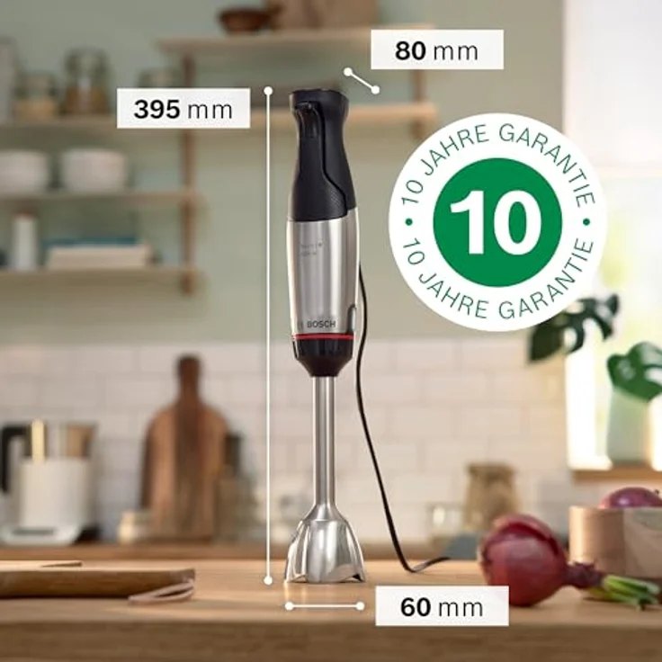 BOSCH Stabmixer MSM6M633, 1000 W, Edelstahl-Gehäuse, elektronisch verstellbare Geschwindigkeitsregulierung, 5 Zubehörteile – Bild 2