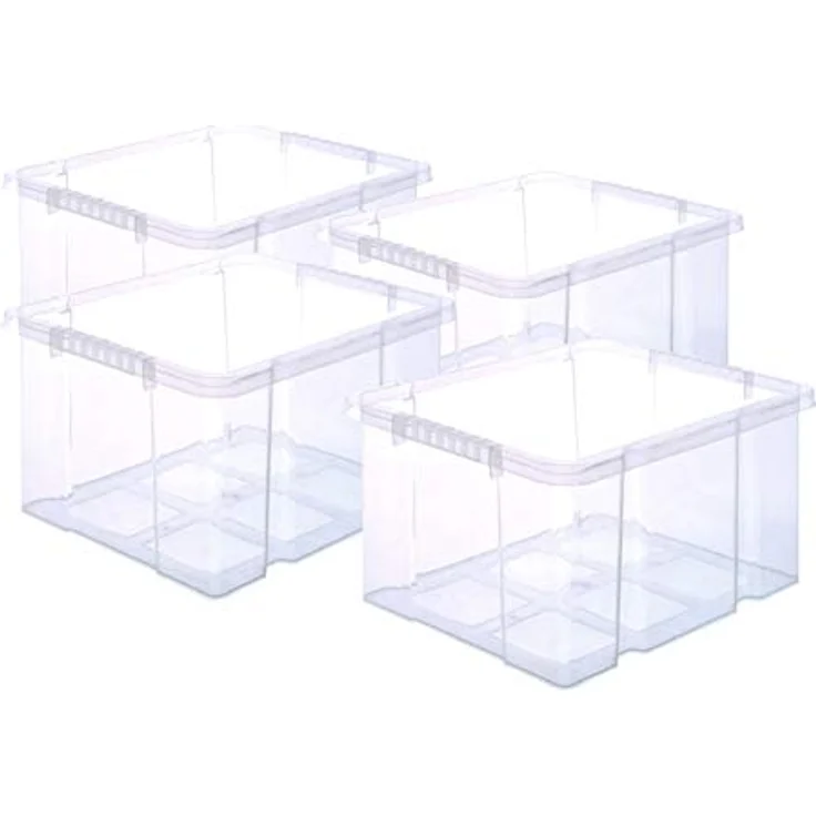 BigDean 4x Stabile Kunststoffbox Eurobox (Dreh Stapelbar) 44x35x24cm - Transparente Stapelboxen für Kastenregale und mehr – Bild 2