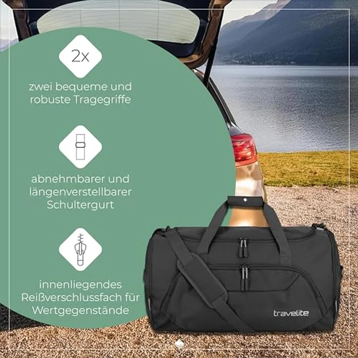 Travelite Kick Off Weekender Reisetasche L, 60 cm, schwarz, 100% Polyamid, geräumig – Bild 6