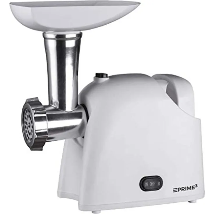 Prime3 SMM11 Fleischwolf, Kunststoff, Schwarz - Leises Arbeiten bis zu 82 dB, Mahlleistung bis zu 1,5 kg/min, Umkehrfunktion, 3 Siebe mit Lochdurchmesser: 3, 5, 7 mm, BPA-frei