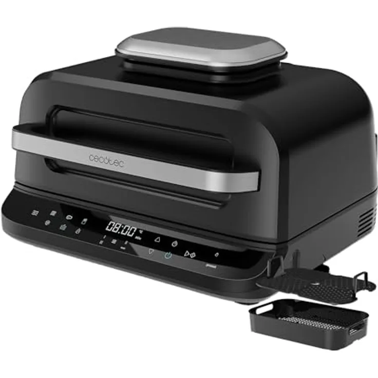Cecotec Cecofry FireDome 6000, Grill-Heißluftfritteuse ohne Öl, 6 L, 2400 W, 6 Kochmodi, 4 Grillstufen, einstellbares Thermostat, inklusive Temperatursensor und Zubehör