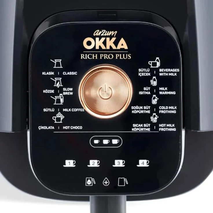 Arzum OKKA Rich Pro Plus, Kaffeezubereiter mit Milchfunktion und Wassertank, Kupferfarbe – Bild 6