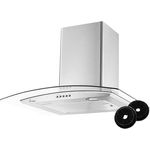 KKT KOLBE Dunstabzugshaube 60 cm | SINUS601ED | Umluft Abluft | Edelstahl | Glas | LED-Beleuchtung | silber