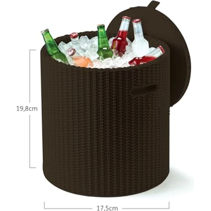 Keter Cool Stool, Kühlbox (39 l) mit wetterfestem Rattan-Look und vielseitiger Nutzung als Sitzhocker – Bild 3