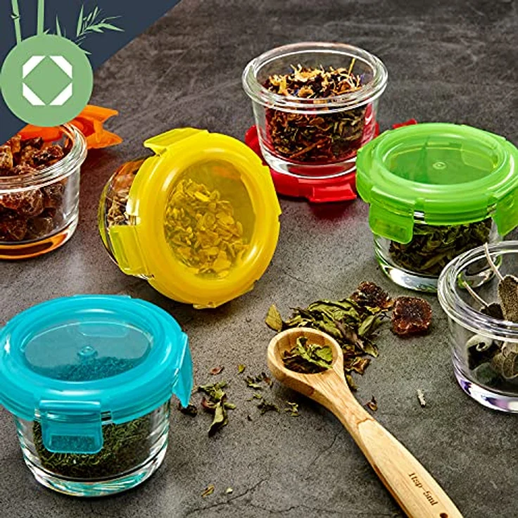 Klarstein Babygläser 6er-Set bunte Deckel luftdichter Verschluss geschmacksecht Transparent – Bild 5