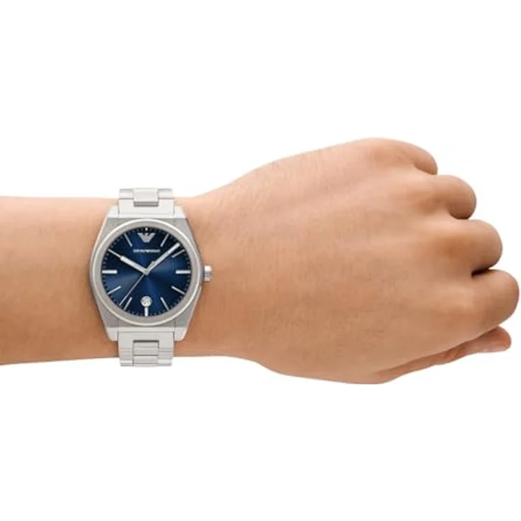 Emporio Armani Herren Analog Quarz Uhr mit Edelstahl Armband AR11620, 41mm Gehäuse, blau – Bild 2