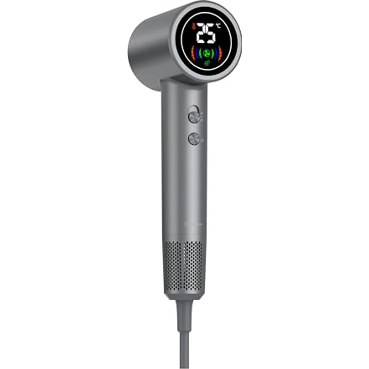 Denver HDD-1400DGR High-Speed Haartrockner mit Digitalanzeige | 1400W Bürstenloser Motor, Negativ-Ionen-Technologie & Intelligente Temperaturkontrolle | 2 Windstärken, 3 Temperaturstufen, Geräuscharm, Grau – Bild 2