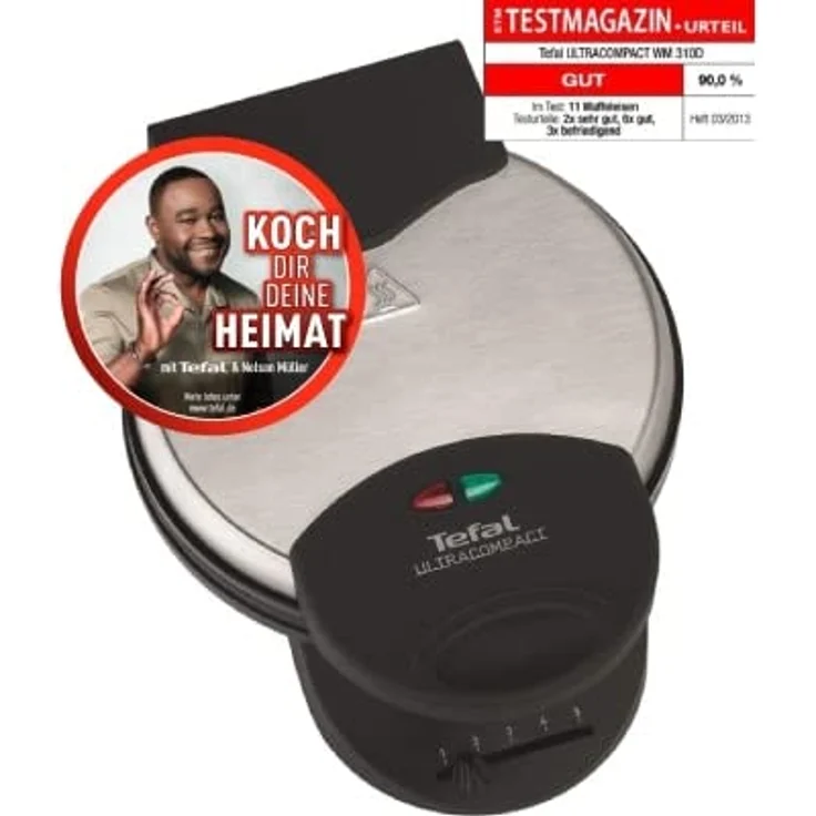 Tefal Herzwaffeleisen WM310D | Waffelmaker für Waffeln in Herzform | stufenloser Temperaturregler-Bräunung nach Wunsch | antihaftbeschichtete Platten | Teigauffangbehälter | Ein--Aus-Schalter | 1000W – Bild 2