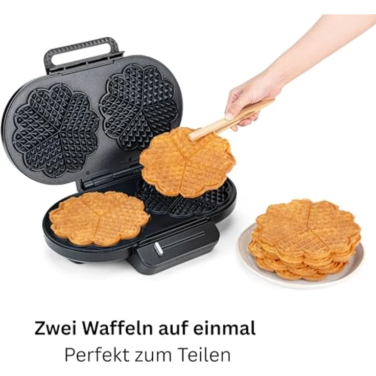 Wilfa Classic Double Vaffeljern, Waffeleisen für 2 herzförmige Waffeln, 1200 Watt, Schwarz, Teflonbeschichtung, 5 Thermostatpositionen, Betriebsbereitschaftsanzeige – Bild 6