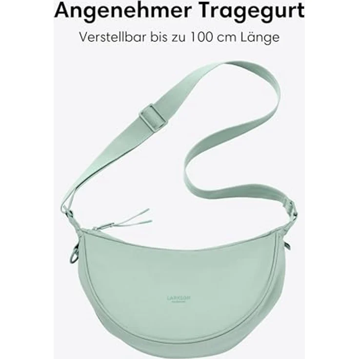 LARKSON Solveig Small Crossbody Bag für Damen & Herren, mint, wasserabweisend, halbrund im Moon Bag Design, verstellbarer Schultergurt, praktische Fächer für optimale Organisation – Bild 4