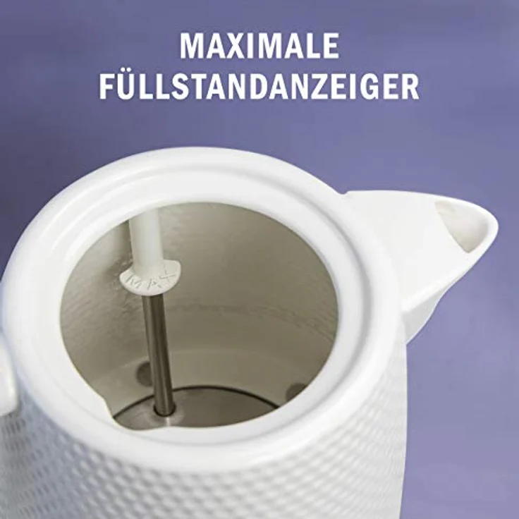 Kvota Elektrischer Wasserkocher aus Keramik, Füllmenge 1,5 L, abnehmbarer Deckel, weiß - Teekessel im weißen retro Noppen-Design, elektrischer Tee-Kessel aus Porzellan, Vintage-Geschenkidee - Preisvergleich – Bild 3