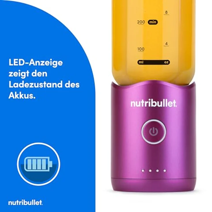 nutribullet Smoothie-Maker NB Flex Portable NBP013VT, Violett, 0,59 l Fassungsvermögen, mit Edelstahl-Mixklinge und USB-C Ladefunktion – Bild 5