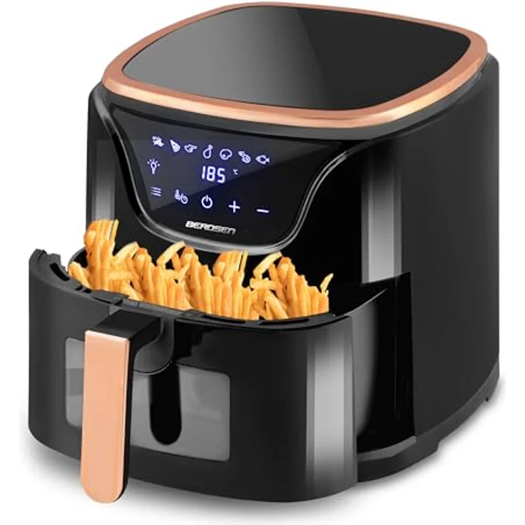 Berdsen Heißluftfritteuse Airfryer 1500 W, 5 L, fettfreies Kochen, Schwarz Gold, mit Timer und intelligenter Speicherfunktion – Bild 5