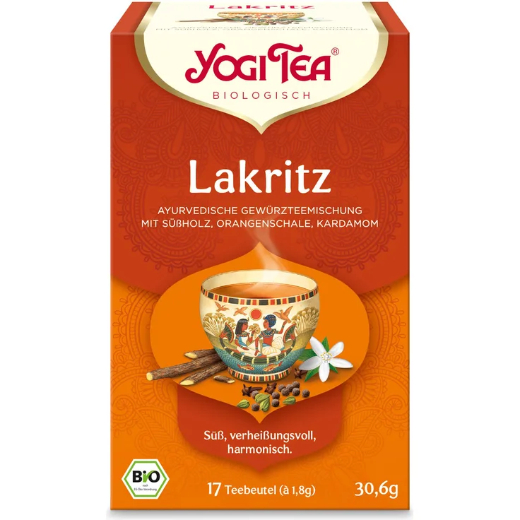 YOGI TEA Lakritz Bio Filterbeutel, mit Ingwer und Orangenschalen, 17x1,8 g