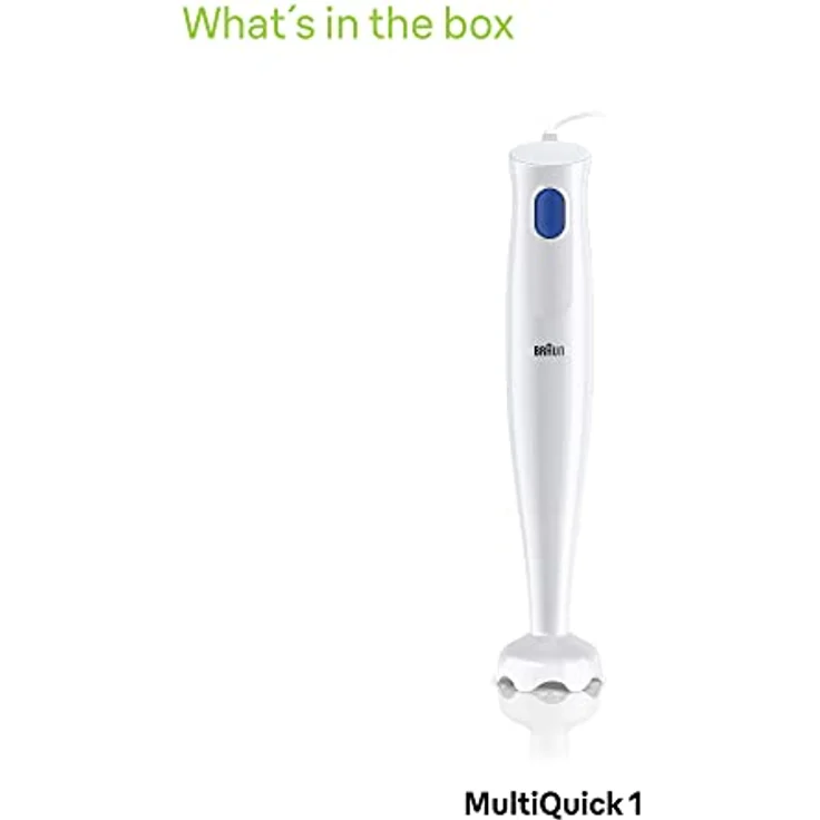 Braun MQ10.000P Stabmixer, 450 Watt, 1 Geschwindigkeit, EasyTwist System, Kunststoff-Fuß, weiß, blau – Bild 5