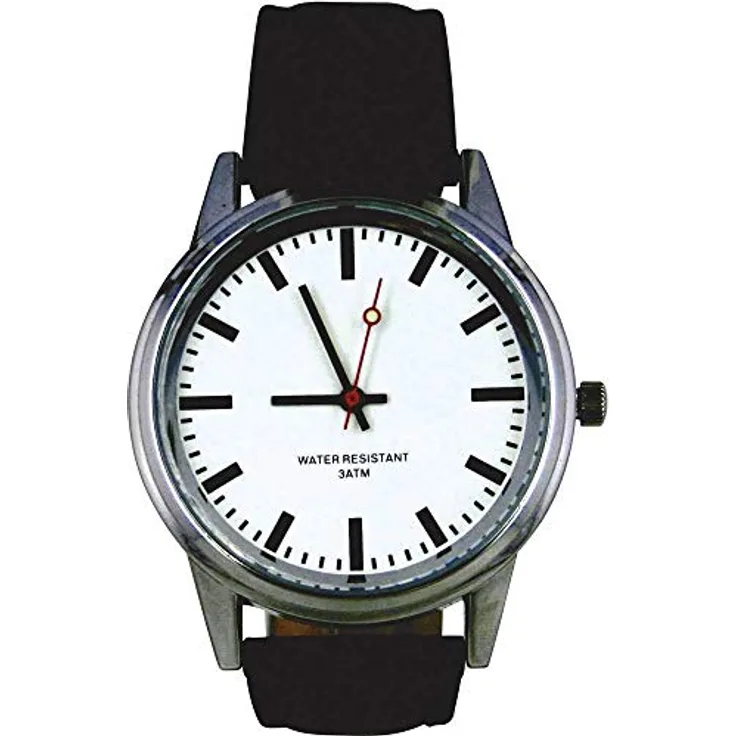 EUROTIME Funk Armbanduhr 62528, Edelstahl Gehäuse 40mm, Lederarmband, schwarz