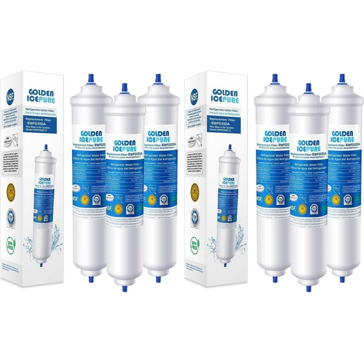 GOLDEN ICEPURE Wasserfilter Kühlschrank Inline, 3er Pack, kompatibel mit Samsung DA29-10105J, WSF-100, LG, Haier, einfache Installation