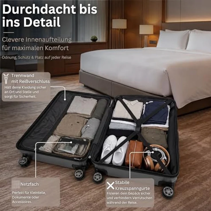 Nowi Bergamo 4 Rollen Trolley 75 cm, Grau (96 l, XL) – Bild 5