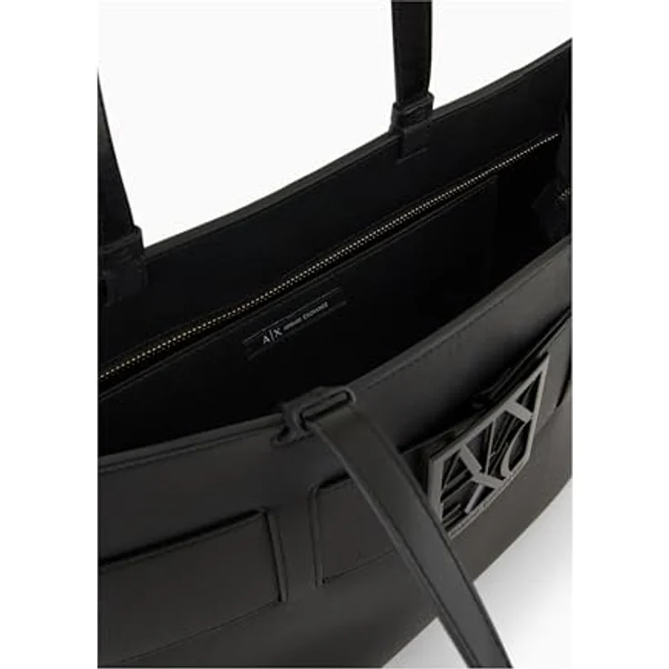Armani Exchange Shopper Tasche 34.5 cm, 100% Polyurethan, schwarz – Bild 5