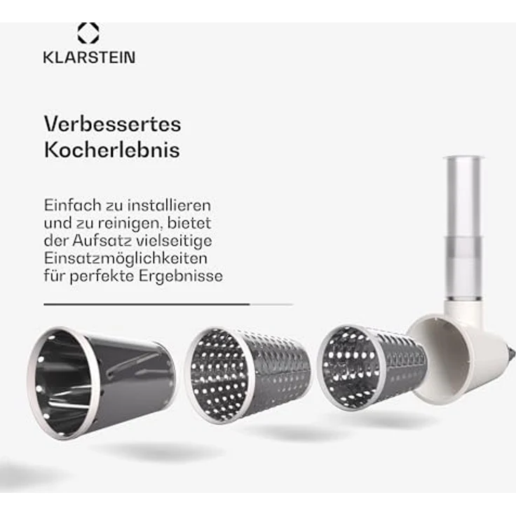 Klarstein Chiara Salat-Aufsatz - Küchenmaschine Zerkleinerer mit Edelstahlklingen, 3 Klingenoptionen, kompaktes Design, einfach zu reinigen, kompatibel mit Chiara Küchenmaschine – Bild 4