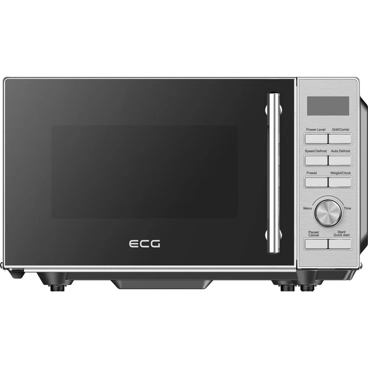 ECG MTD 2083 FGS, Flachbett Grill-Mikrowelle mit 20 l Kapazität und 800 W Leistung, Silber