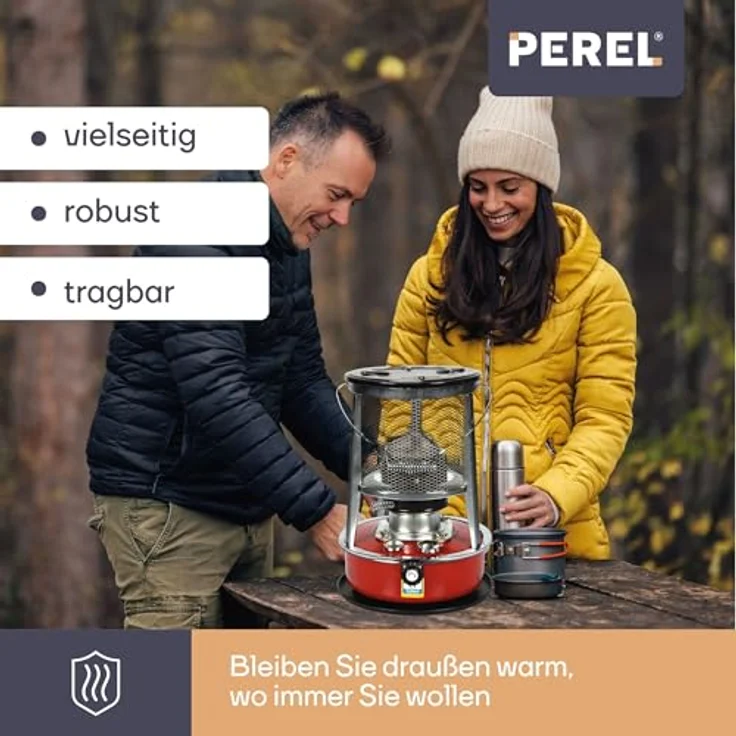 Perel Petroleumheizung für außen, mit Docht, 2600 W, 0,25l/h bis zu 18h, 4,6L Tank, für bis zu 18m² (TC84100N) – Bild 2