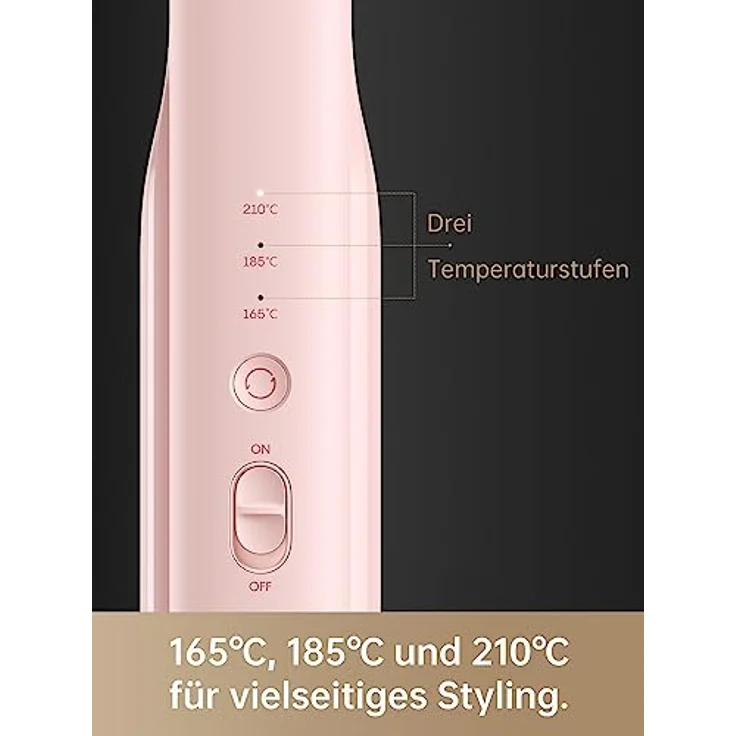 Dreame Hair Glamour Haarglätter, Kabelloser Tragbarer 2-in-1-Glätteisen, Negative Ionen, Gleichmäßige Wärmeverteilung, Drei Temperaturstufen, Rosa – Bild 3
