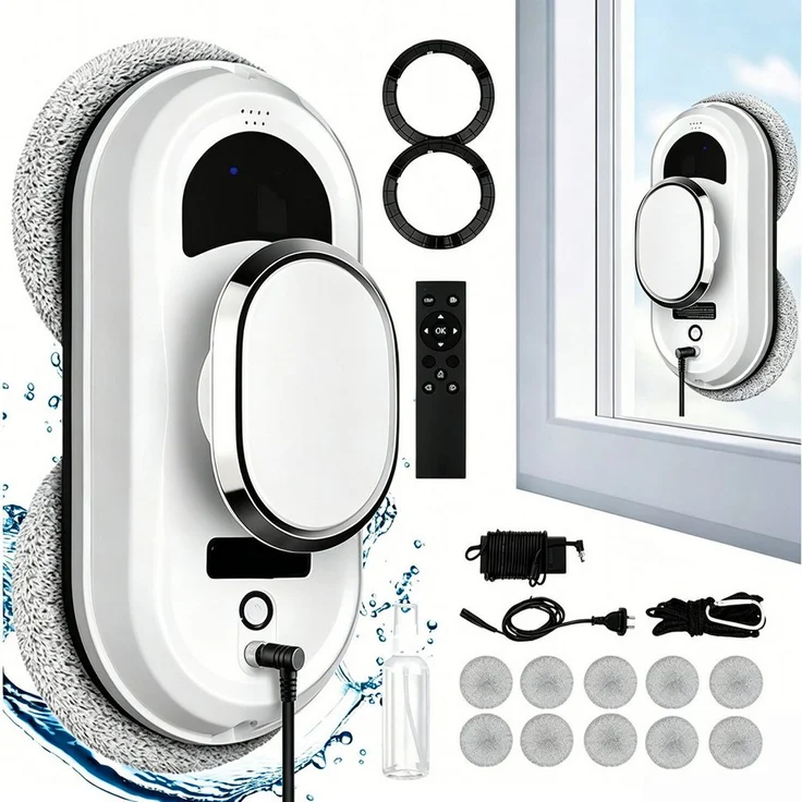 AKKEE Fensterputzroboter 5600PA, Automatischer Fensterputzer mit MEMS-Erkennungssystem, Weiß