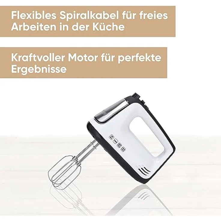 SEVERIN Handmixer mit Spiralkabel, ca. 400 W, HM 3830, Weiß-Schwarz – Bild 2