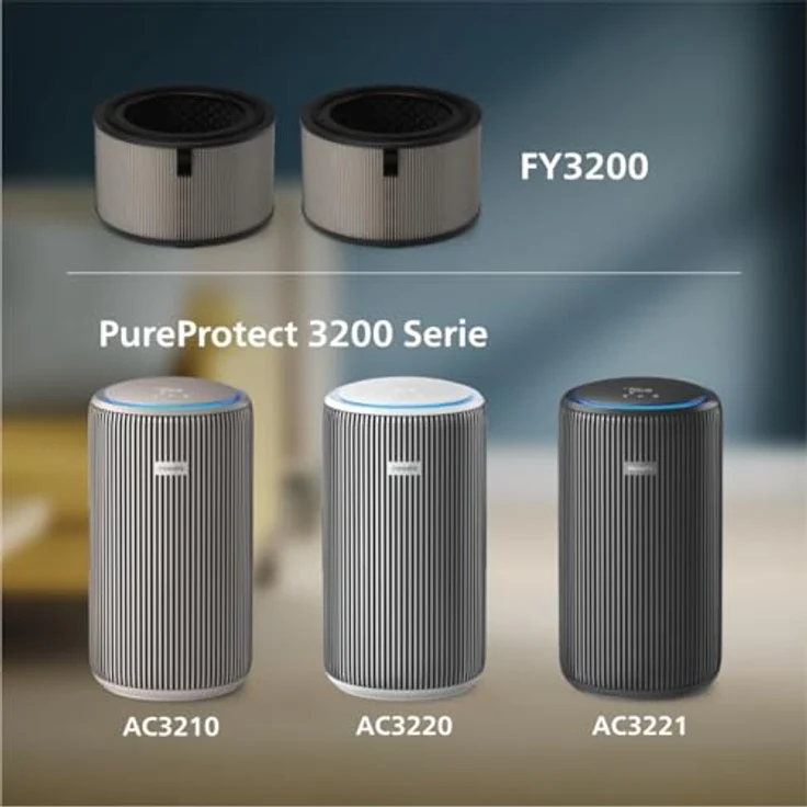 Versuni Philips Original-Ersatzfilter für Luftreiniger der Serie 3200 AC3210, AC3220 und AC3221, HEPA NanoProtect + Aktivkohle, Schwarz/Weiß, 12 Monate Lebensdauer – Bild 2