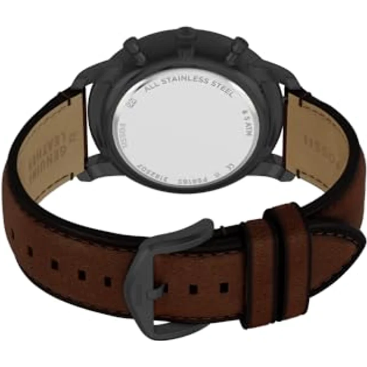 Fossil Neutra Uhr für Herren, Quarz-Chronograph mit schwarzem Zifferblatt und braunem Lederarmband, wasserdicht bis 50 m – Bild 5