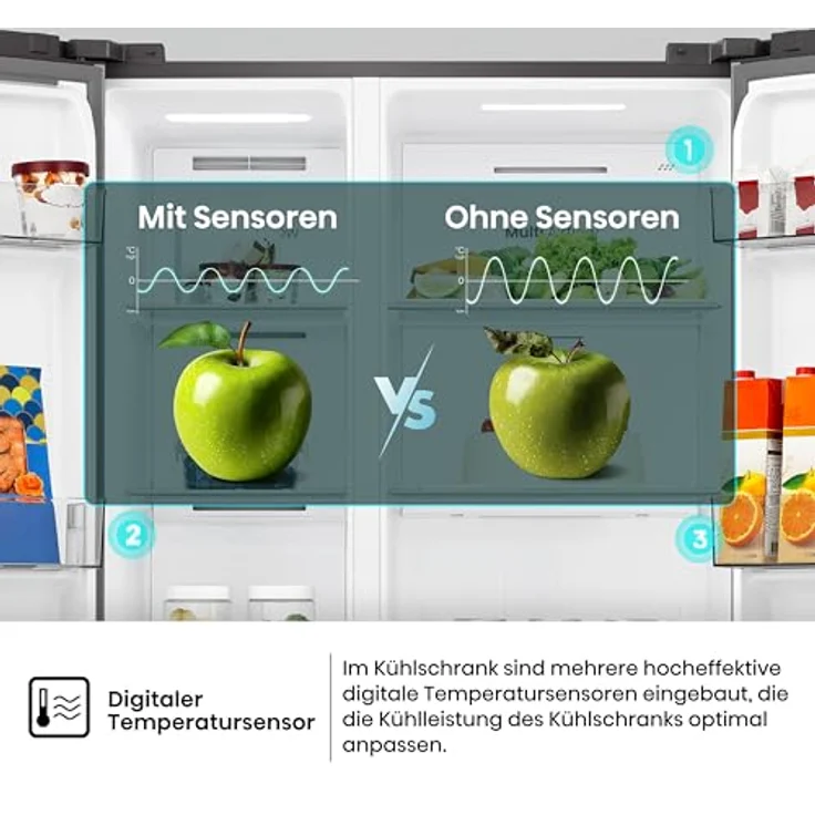 Hisense RS3P558NEIC, Side-by-Side Kühl-/Gefrierkombination mit 544 Litern, No Frost und manuellem Wasserspender, grau – Bild 8