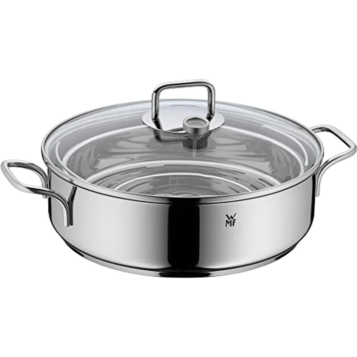 WMF Dampfgarer, Bräter mit Glasdeckel und Thermometer, 5l, Induktion, Cromargan Edelstahl, backofenfest bis 250°C – Bild 1