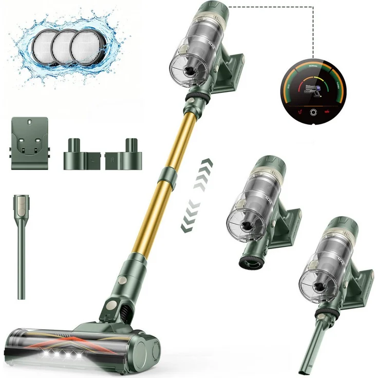 Laresar Akku-Hand- und Stielstaubsauger 95000Pa, 850 W, 75 Minuten Laufzeit, abnehmbarer Akku, Multifunktions-Bürstenaufsatz