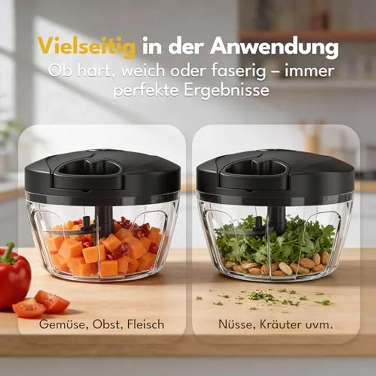 Lebenlang Manueller Zerkleinerer, 400 ml, mit Edelstahlklingen, spülmaschinengeeignet, BPA-frei, rutschfeste Basis – Bild 5