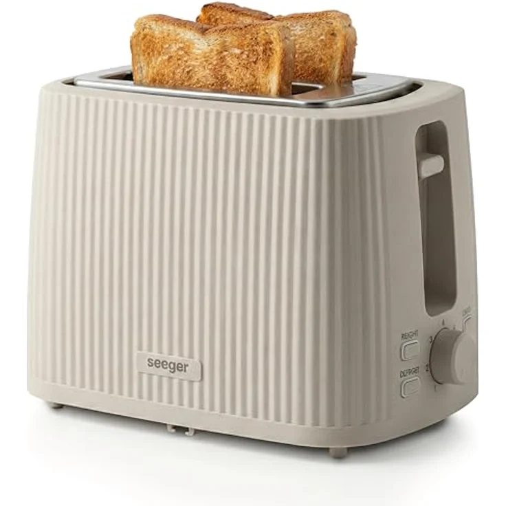 Seeger Toaster mit elegantem Rippendesign, 7 Bräunungsstufen und Auftaufunktion – Bild 1