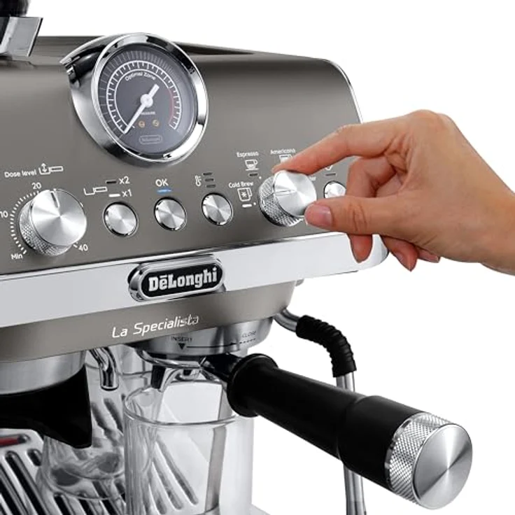 De'Longhi La Specialista Arte Evo EC9255.T Espresso Siebträgermaschine, mit Cold Brew-Funktion, mit Professioneller Milchaufschäumdüse, Sensor-Mahlwerk-Technologie, inkl. Barista-Kit, 1450W, Titan – Bild 4