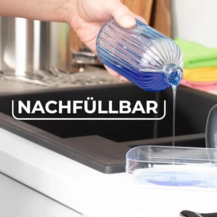 Vileda Pump Spülmittelspender mit Schwammhalter, 2-in-1-Lösung für die Küche, einfacher Einhand-Dosierer aus robustem Kunststoff – Bild 5