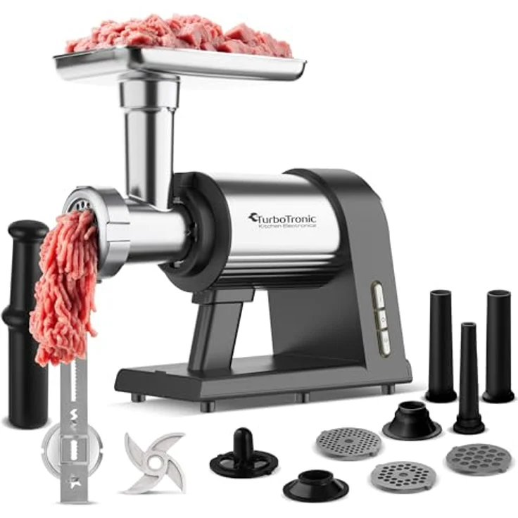 TurboTronic Elektrischer Fleischwolf Samurai – 2600W mit Spritzgepäckvorsatz und Metallgetriebe aus Edelstahl, Wurst Plätzchen Kebbeh Hackfleisch - By Z-LINE – Bild 1