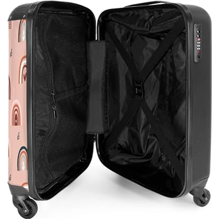 NoBoringSuitcases.com© Kinderkoffer Abstraktes Regenbogenmuster mit Herzen 55x35x20cm, 4 Rollen, Handgepäck Flugzeug, bunt – Bild 4