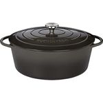 Küchenprofi Gusseisen Bräter mit Deckel, grau/innen schwarz , 33 cm, Schmortopf, Dutch Oven, Brotbacktopf, emailliert, für alle Herdarten(inkl. Induktion), zum Schmoren, Backen,Braten, 0402000733