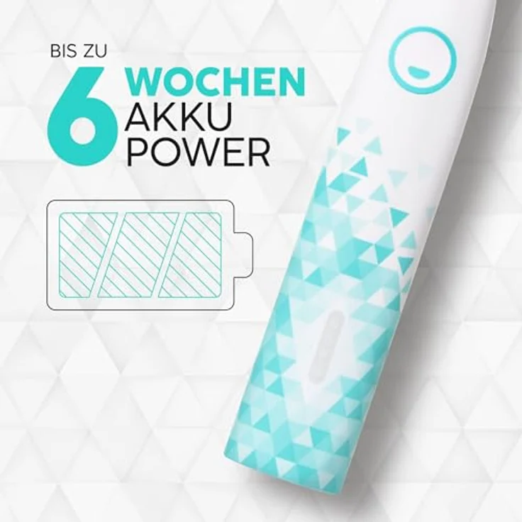 happybrush Elektrische Schall-Zahnbürste Eco VIBE 3 - Nachhaltig mit 6 Wochen Power-Akku, inkl. 3 Aufsteckbürsten und Zahnpasta - Weiß/Mint – Bild 2