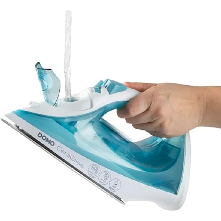 DOMO DO7060S Dampfbügeleisen CeraGliss, 320ml Wassertank, 40g/min Dampf, selbstreinigend, blau – Bild 4