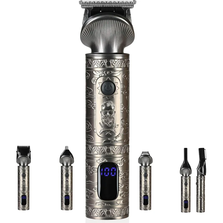 Zilan 16-in-1 Barttrimmer Set, rostfreie Edelstahlklingen, LED Display, kabellose Bedienung, schnelles Aufladen, leistungsstarker Akku