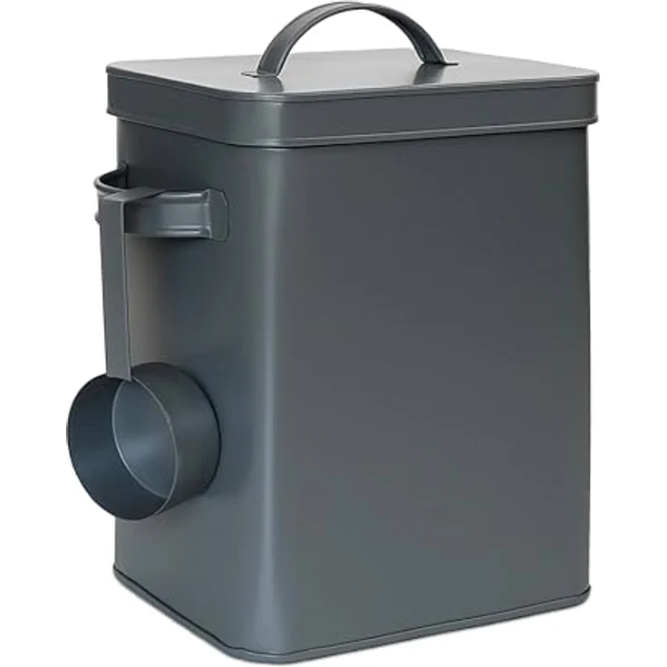 Relaxdays Metallbox 6,5 L Aufbewahrungsbox, luftdicht mit Dosierhilfe für Tierfutter & Kaffee, anthrazit – Bild 1