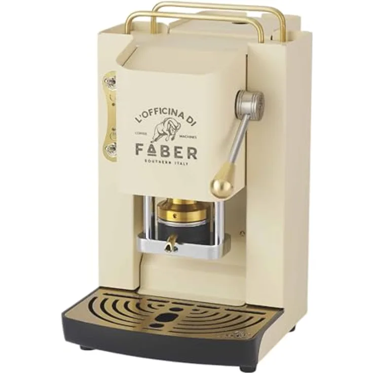 FABER COFFEE MACHINES Pro Deluxe, Kaffeemaschine für 44 mm ESE-Pads mit Messing-Finish, einstellbare Padpresse und Standard-Magnetventil