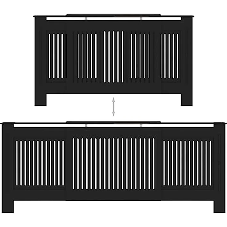 vidaXL Tarik Heizkörperverkleidung, Schwarz, einstellbare Länge 142-205 cm, modernes Lattenrost-Design aus robustem MDF – Bild 6