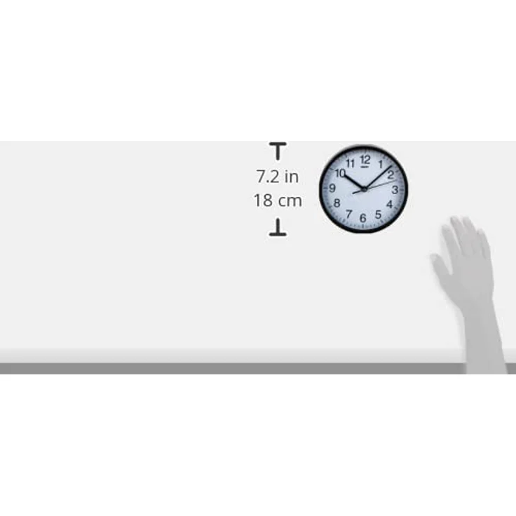 UNITY Radcliffe Wanduhr, geräuschlos, Plastik, schwarz, 20.3 x 20.3 x 2.5 cm – Bild 4