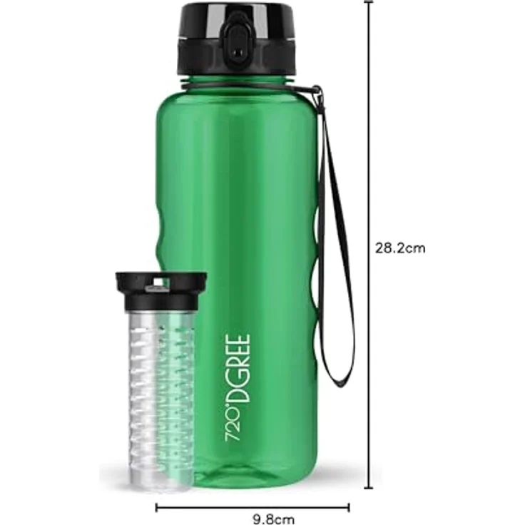 Trinkflasche Wasserflasche Fruchteinsatz 1,5L - BPA Frei uberBottle 720 DGREE forest green transp – Bild 7