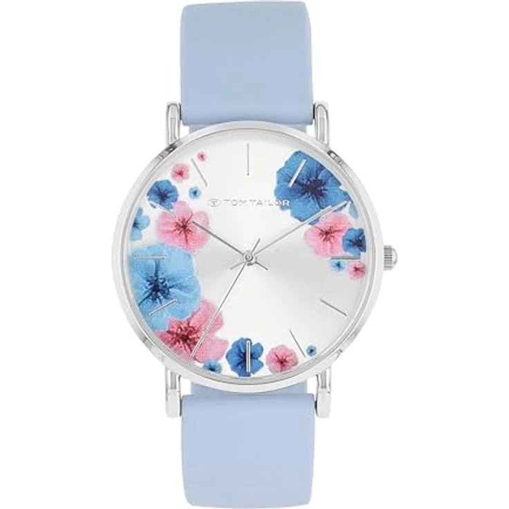 Tom Tailor Armbanduhr 2100507, Damen Silikonband in roségold, wasserdicht bis 3 bar, Blumendesign, Geschenkbox – Bild 1